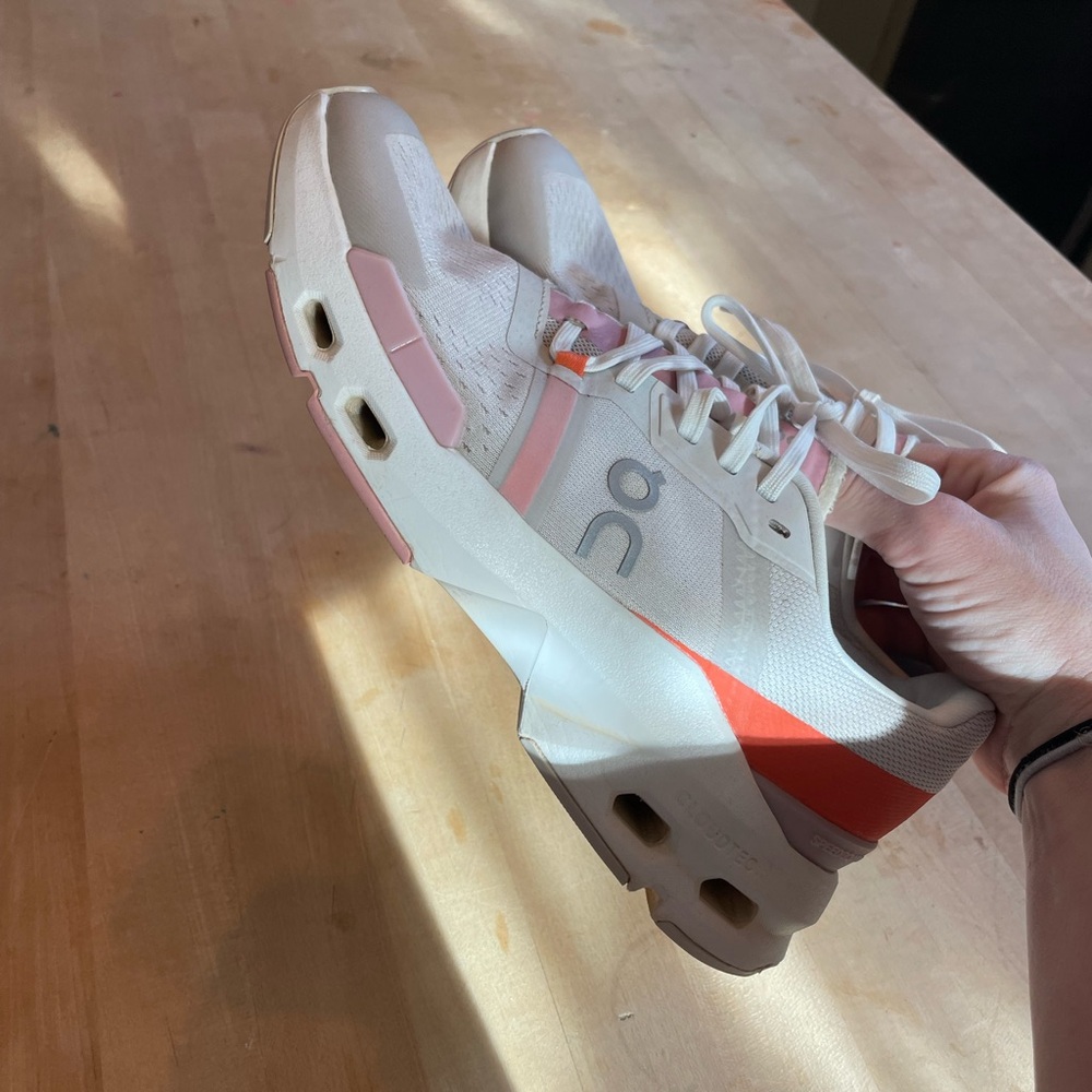 On Running Women's Cream and Pink Sneakers